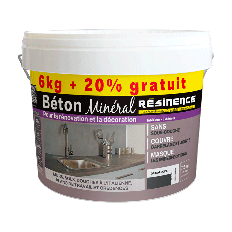 Béton Minéral 6kg + 20% gratuit Gris ardoise