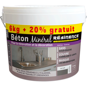 Béton Minéral 6kg + 20% gratuit Gris  taupe